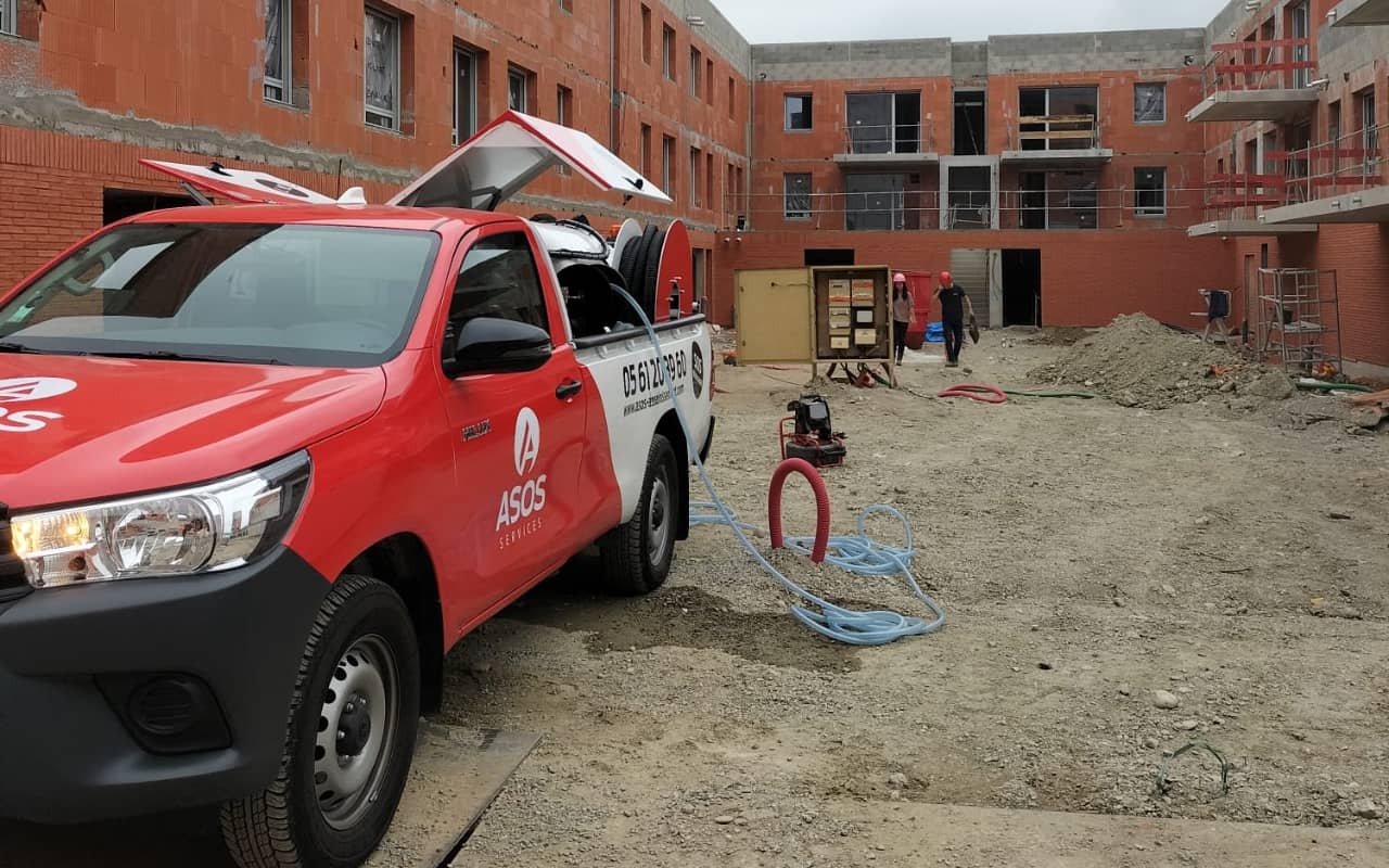 Curage des réseaux d'eaux usées et pluviales d'une résidence en cours de construction